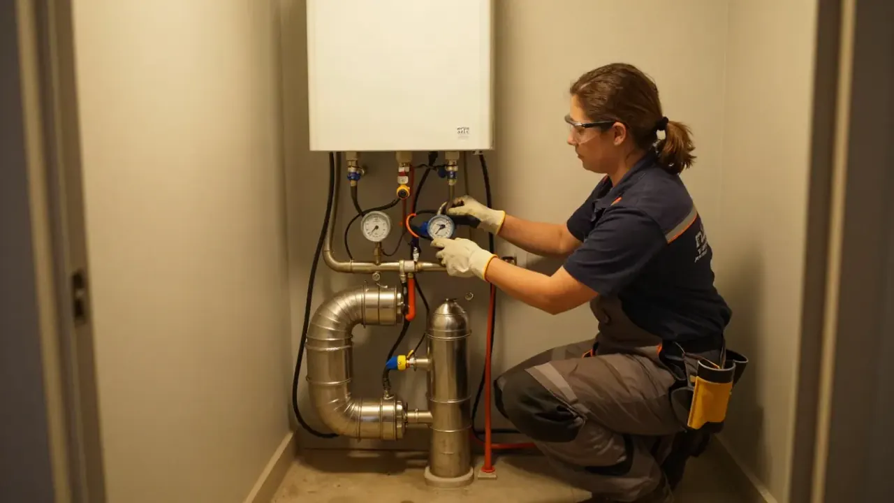 Electric Tankless Water Heater Installation in Newport Beach, California: licensed plumber connecting heavy-gauge electrical